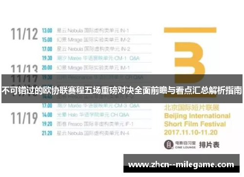不可错过的欧协联赛程五场重磅对决全面前瞻与看点汇总解析指南
