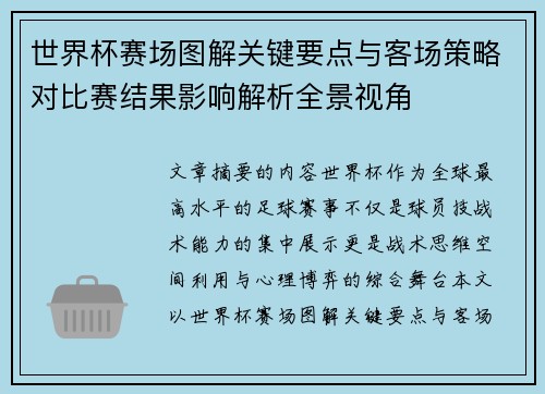 世界杯赛场图解关键要点与客场策略对比赛结果影响解析全景视角